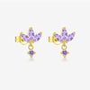 Wholesale Women's S925 Sterling Silver Pearl Flower Earrings With Baking Paint And Platinum Or 18K Gold Electroplating