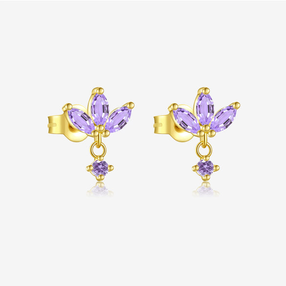 Wholesale Women's S925 Sterling Silver Pearl Flower Earrings With Baking Paint And Platinum Or 18K Gold Electroplating