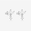 Wholesale Women's S925 Sterling Silver Pearl Flower Earrings With Baking Paint And Platinum Or 18K Gold Electroplating