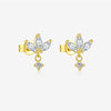 Wholesale Women's S925 Sterling Silver Pearl Flower Earrings With Baking Paint And Platinum Or 18K Gold Electroplating
