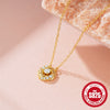 Wholesale Women's S925 Sterling Silver Petal Dancing Ring Pendant Necklace With Geometric Shape And Electroplating Design Clavicle Chain