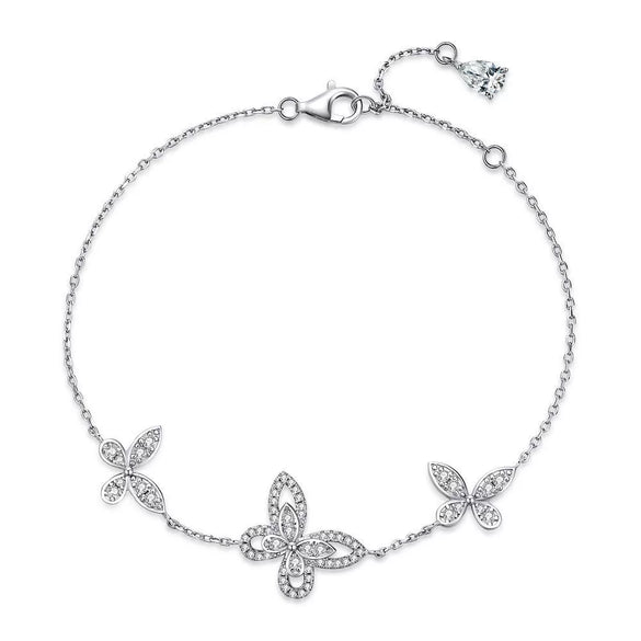 Wholesale Women's S925 Sterling Silver Phantom Butterfly Bow Electroplated Allmatch Bracelet