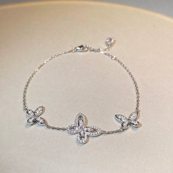 Wholesale Women's S925 Sterling Silver Phantom Butterfly Bow Electroplated Allmatch Bracelet