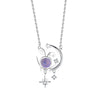Wholesale Women's S925 Sterling Silver Rabbit And Zodiac Inlaid Necklace With Cross Chain