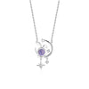 Wholesale Women's S925 Sterling Silver Rabbit And Zodiac Inlaid Necklace With Cross Chain