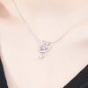 Wholesale Women's S925 Sterling Silver Rabbit And Zodiac Inlaid Necklace With Cross Chain