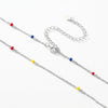 Wholesale Women's S925 Sterling Silver Rainbow Peas Clavicle Chain With Dripping Glue Design