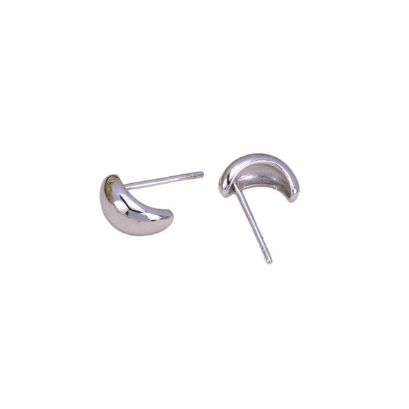 Wholesale Women's S925 Sterling Silver Real Gold Plated Hollow Moon Shape Geometric Style Earrings