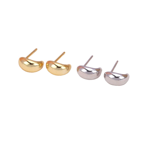 Wholesale Women's S925 Sterling Silver Real Gold Plated Hollow Moon Shape Geometric Style Earrings