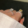 Wholesale Women's S925 Sterling Silver Rectangular Geometric Design Ice Cut Zircon Electroplated Ring