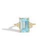 Wholesale Women's S925 Sterling Silver Rectangular Sea Blue Zircon Diamond Ring Geometric Style Electroplated