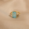 Wholesale Women's S925 Sterling Silver Rectangular Sea Blue Zircon Diamond Ring Geometric Style Electroplated