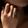 Wholesale Women's S925 Sterling Silver Retro Maillard Style Synthetic Turquoise Ring With Electroplating
