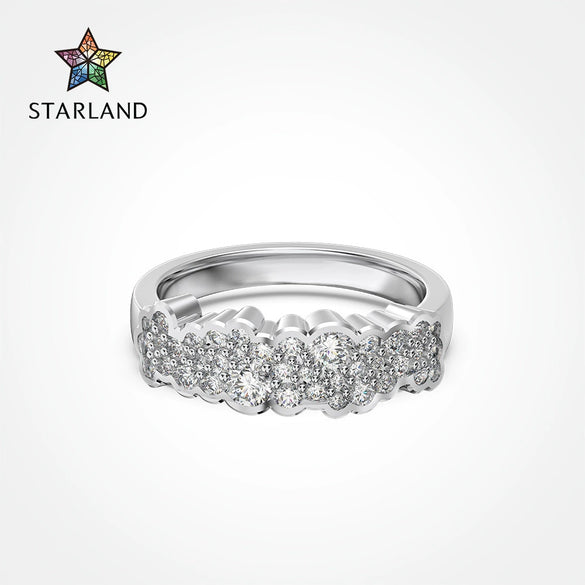 Wholesale Women's S925 Sterling Silver Ring Geometric Design Electroplated Full Diamond Inlay