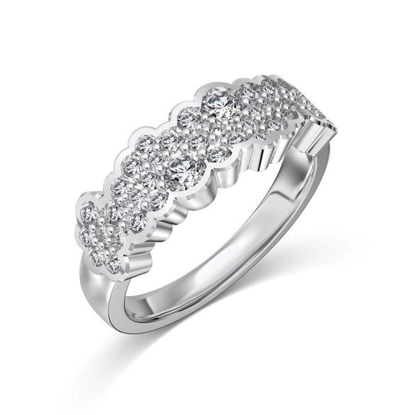 Wholesale Women's S925 Sterling Silver Ring Geometric Design Electroplated Full Diamond Inlay