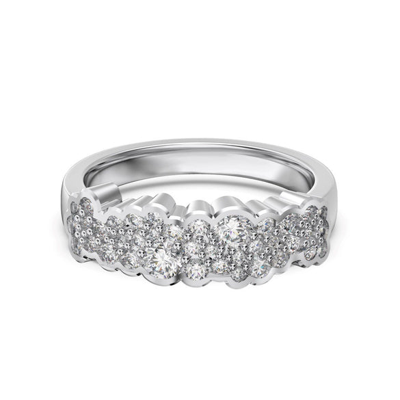 Wholesale Women's S925 Sterling Silver Ring Geometric Design Electroplated Full Diamond Inlay