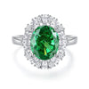 Wholesale Women's S925 Sterling Silver Ring With Emerald And High Carbon Diamond 8A Zircon Geometric Style