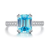 Wholesale Women's S925 Sterling Silver Ring With Emerald Cut Square Pagoda Shapes And Geometric Style Electroplated