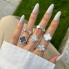 Wholesale Women's S925 Sterling Silver Ring With Four Leaf Clover And Zircon Separable Design Flower Pattern