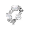 Wholesale Women's S925 Sterling Silver Ring With Four Leaf Clover And Zircon Separable Design Flower Pattern