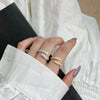 Wholesale Women's S925 Sterling Silver Ring With Geometric And Dropshaped Zircon Inlay And Electroplating Design