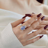 Wholesale Women's S925 Sterling Silver Ring With Geometric Design And Dropshaped Main Stone Inlaid With Zircon And Electroplating Treatment