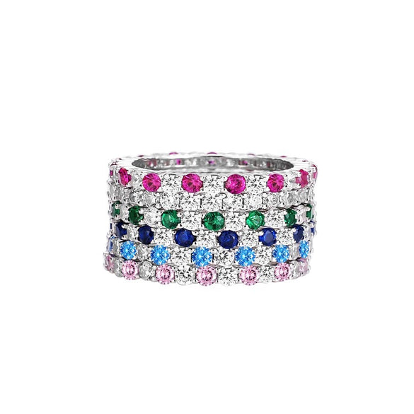 Wholesale Women's S925 Sterling Silver Ring With Geometric Pattern And Zircon Design