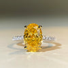 Wholesale Women's S925 Sterling Silver Ring With Geometric Pattern Ice Flower Cut High Carbon Diamond Yellow Diamond Fourprong Zircon Electroplated
