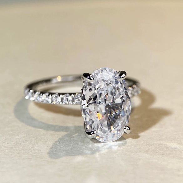 Wholesale Women's S925 Sterling Silver Ring With Geometric Pattern Ice Flower Cut High Carbon Diamond Yellow Diamond Fourprong Zircon Electroplated