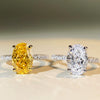 Wholesale Women's S925 Sterling Silver Ring With Geometric Pattern Ice Flower Cut High Carbon Diamond Yellow Diamond Fourprong Zircon Electroplated