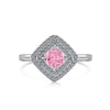Wholesale Women's S925 Sterling Silver Ring With Geometric Pattern Pink Four Leaf Clover And Water Droplets Electroplated