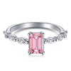 Wholesale Women's S925 Sterling Silver Ring With Geometric Pattern Pink Four Leaf Clover And Water Droplets Electroplated