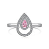 Wholesale Women's S925 Sterling Silver Ring With Geometric Pattern Pink Four Leaf Clover And Water Droplets Electroplated