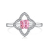 Wholesale Women's S925 Sterling Silver Ring With Geometric Pattern Pink Four Leaf Clover And Water Droplets Electroplated