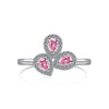 Wholesale Women's S925 Sterling Silver Ring With Geometric Pattern Pink Four Leaf Clover And Water Droplets Electroplated