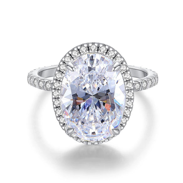Wholesale Women's S925 Sterling Silver Ring With Pigeon Egg Yellow Diamond Zircon And Geometric Design Electroplated