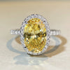 Wholesale Women's S925 Sterling Silver Ring With Pigeon Egg Yellow Diamond Zircon And Geometric Design Electroplated
