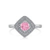 Wholesale Women's S925 Sterling Silver Ring With Pink Clover Water Drop And Geometric Patterns Electroplated