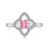 Wholesale Women's S925 Sterling Silver Ring With Pink Clover Water Drop And Geometric Patterns Electroplated