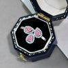 Wholesale Women's S925 Sterling Silver Ring With Pink Clover Water Drop And Geometric Patterns Electroplated
