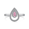 Wholesale Women's S925 Sterling Silver Ring With Pink Clover Water Drop And Geometric Patterns Electroplated