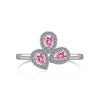 Wholesale Women's S925 Sterling Silver Ring With Pink Clover Water Drop And Geometric Patterns Electroplated