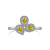 Wholesale Women's S925 Sterling Silver Ring With Yellow Zircon Flower Ushaped Dropshaped Geometric Design Electroplated