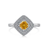 Wholesale Women's S925 Sterling Silver Ring With Yellow Zircon Flower Ushaped Dropshaped Geometric Design Electroplated
