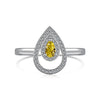 Wholesale Women's S925 Sterling Silver Ring With Yellow Zircon Flower Ushaped Dropshaped Geometric Design Electroplated