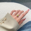 Wholesale Women's S925 Sterling Silver Ring With Yellow Zircon Flower Ushaped Dropshaped Geometric Design Electroplated