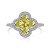 Wholesale Women's S925 Sterling Silver Ring With Yellow Zircon Flower Ushaped Dropshaped Geometric Design Electroplated