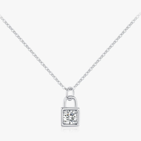 Wholesale Women's S925 Sterling Silver Romantic Couple Lock Necklace With Diamond Treatment And Light Luxury Style