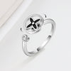 Wholesale Women's S925 Sterling Silver Rotating Clover Geometric Ring With Electroplating And Inlaid Zircon