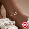 Wholesale Women's S925 Sterling Silver Simple Devil's Eye Drop Oil Anklet With Geometric Design For Summer Beach